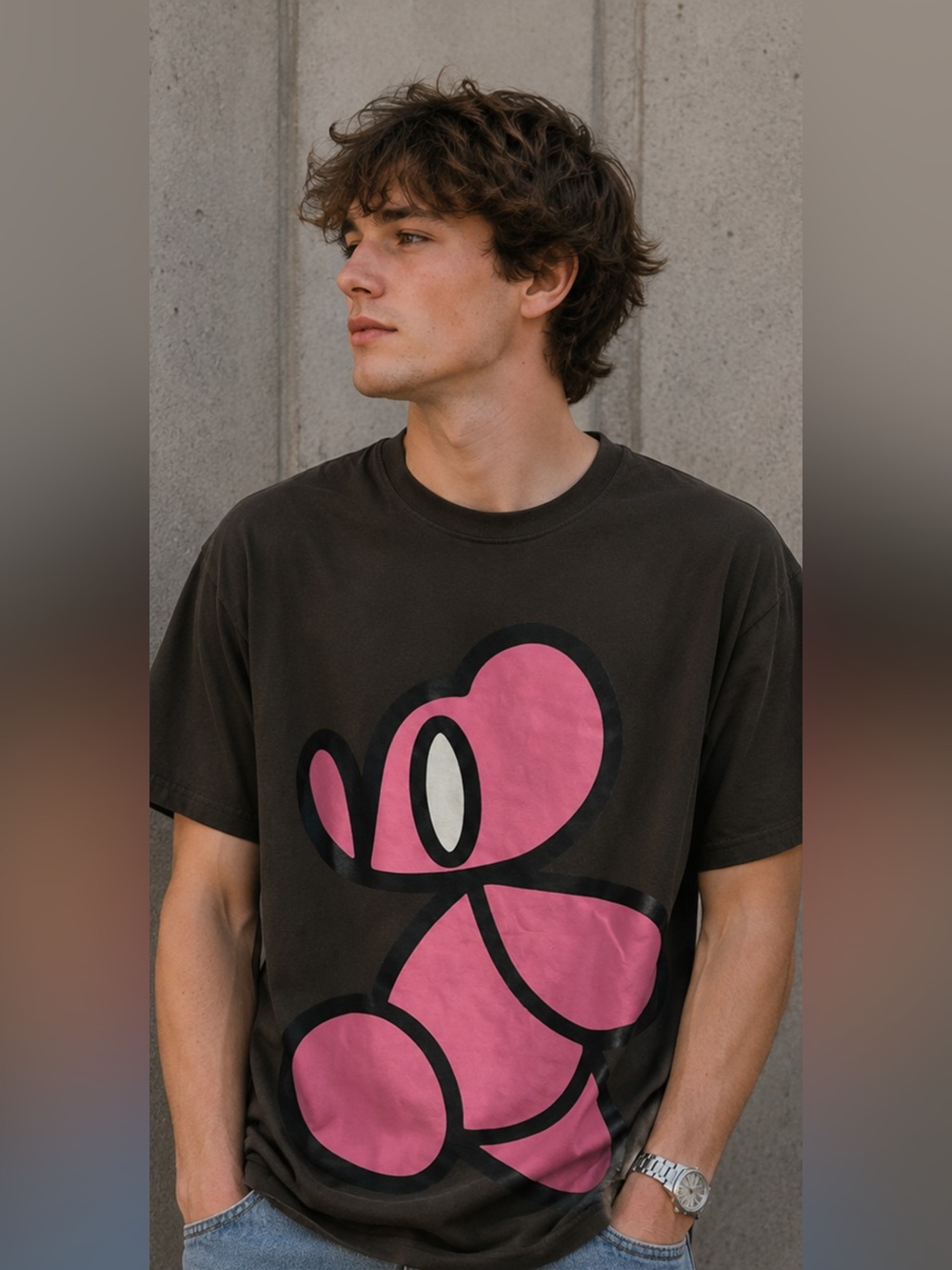 Stevensavoca RARE Men's Graphic T-Shirt with Pink Cartoon Print
